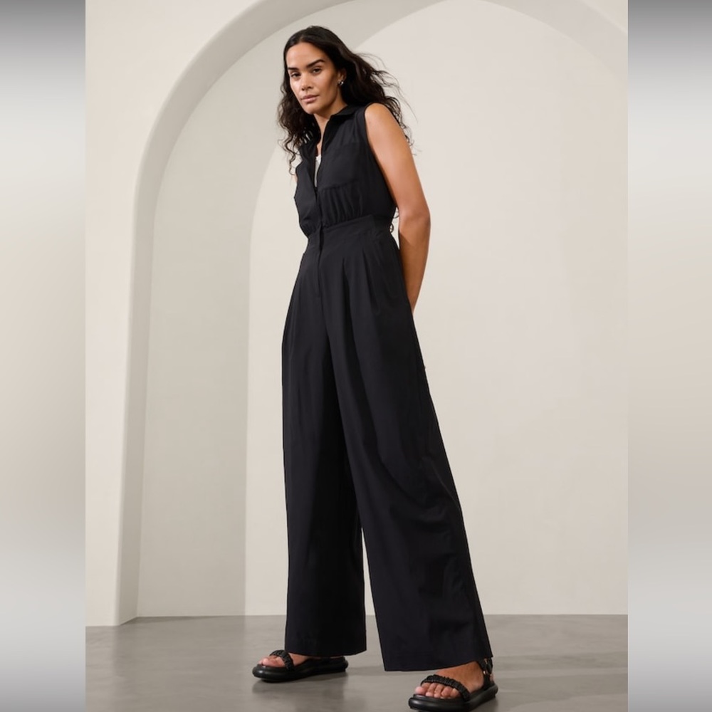 Athleta Brooklyn Heights Wide Leg Jumpsuit // Black - Picture 1 of 16